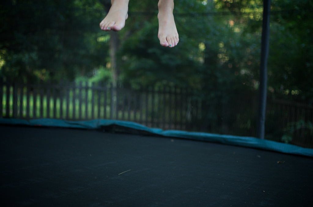 Jumping on trampoline